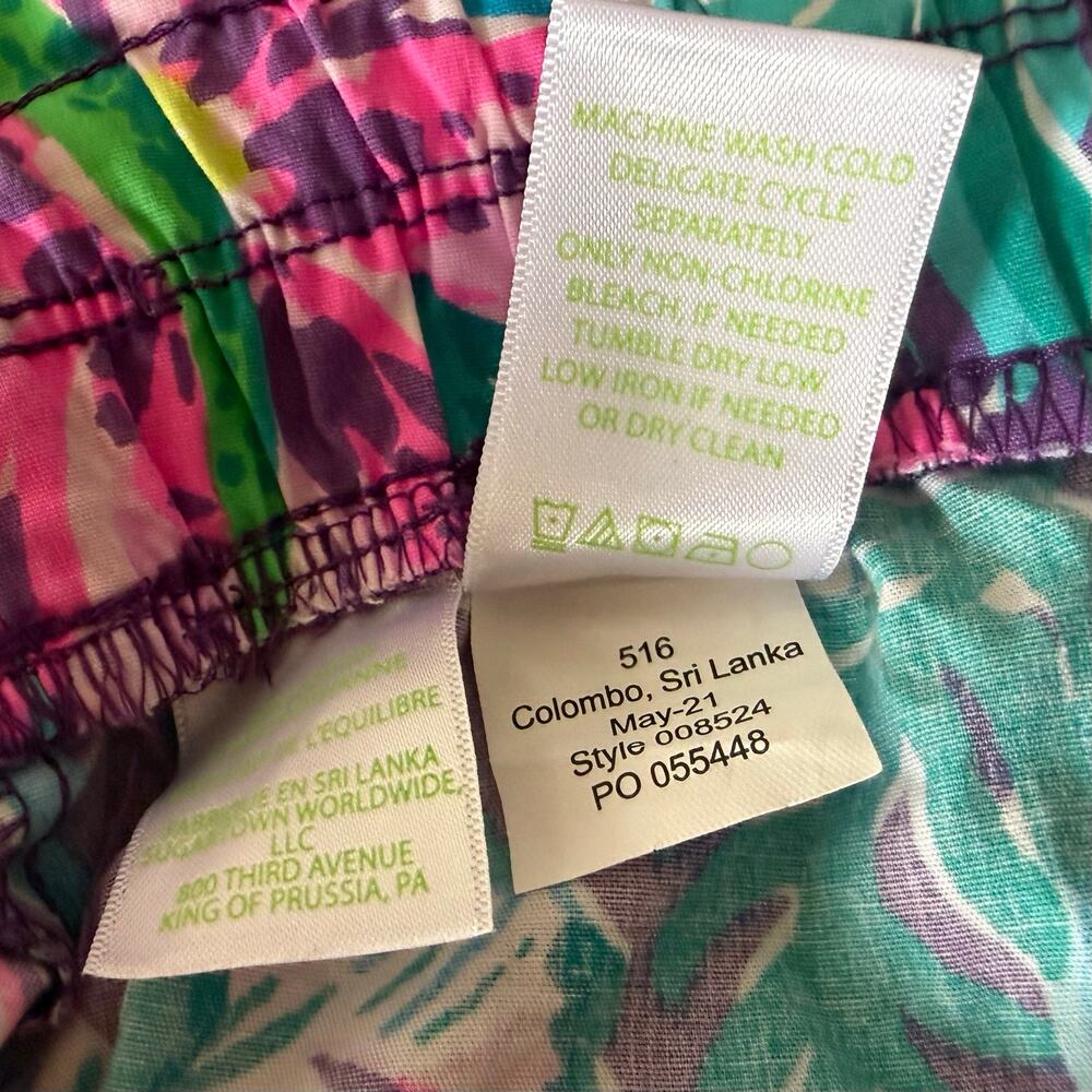 Lilly Pulitzer Tropical Floral High Waist Shorts Pink Purple Women’s Small - Picture 11 of 11